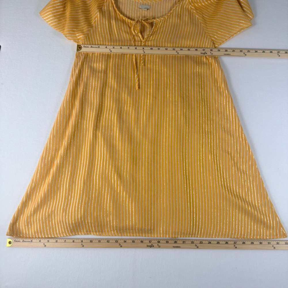 Hinge Yellow Striped Metallic Flutter Sleeve Mini Dress - Picture 6 of 11